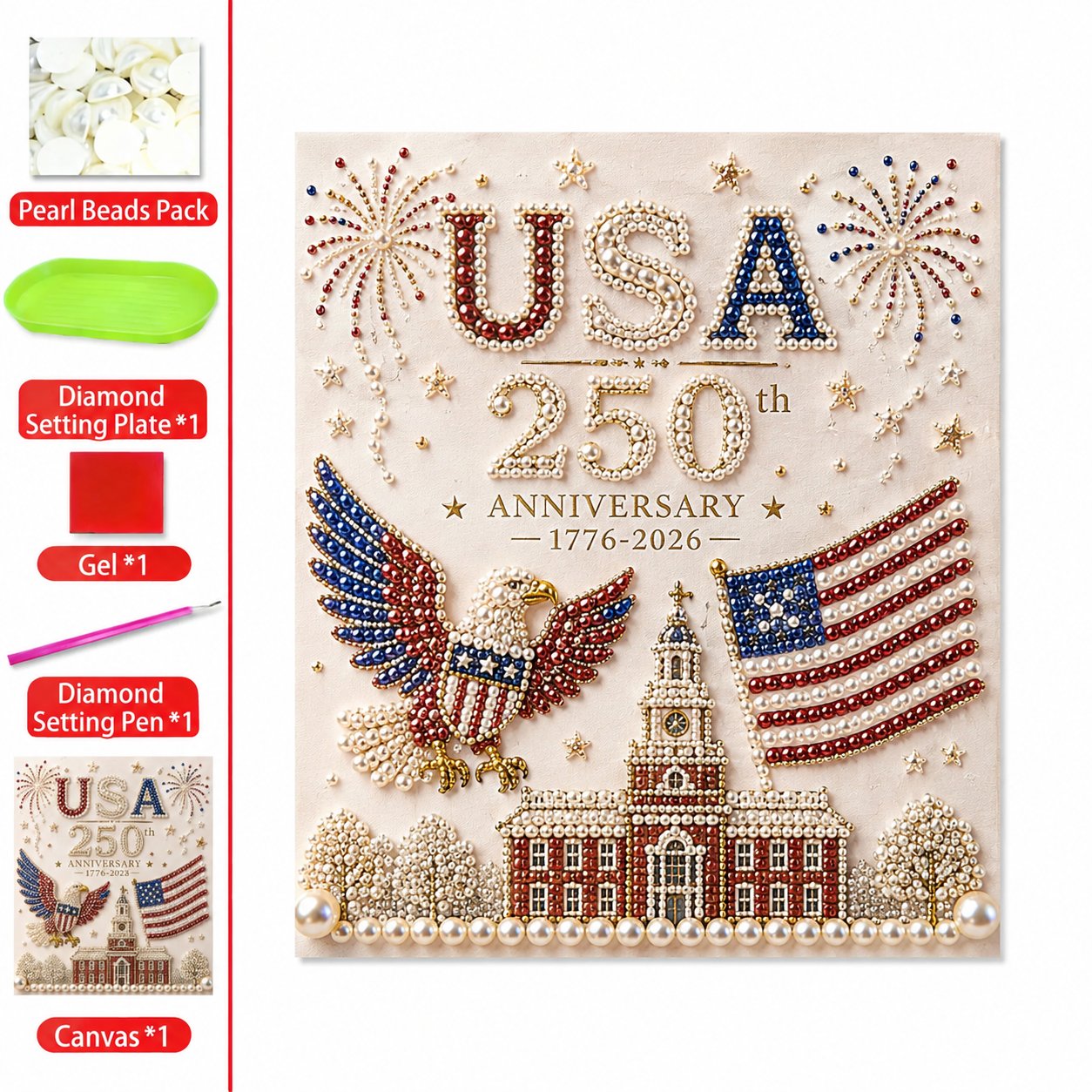 🔥USA 250th Anniversary DIY Pearl Painting Kit ✨❤️‍🔥