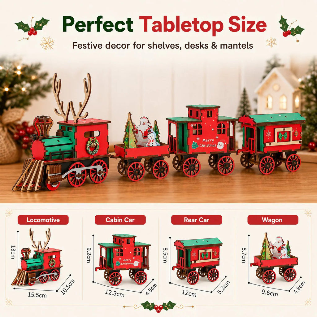 🚂LAST DAY 50% OFF❄️DIY Christmas Wooden Train Set 3D Assembly Puzzle Kit