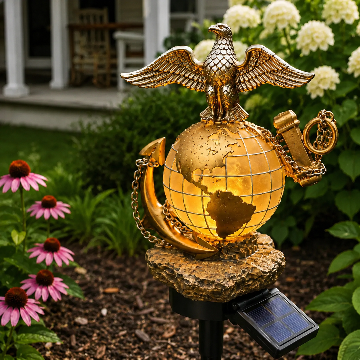 🦅 Last Day Promo: 49% OFF - USMC Eagle Globe Anchor Solar Garden Stake