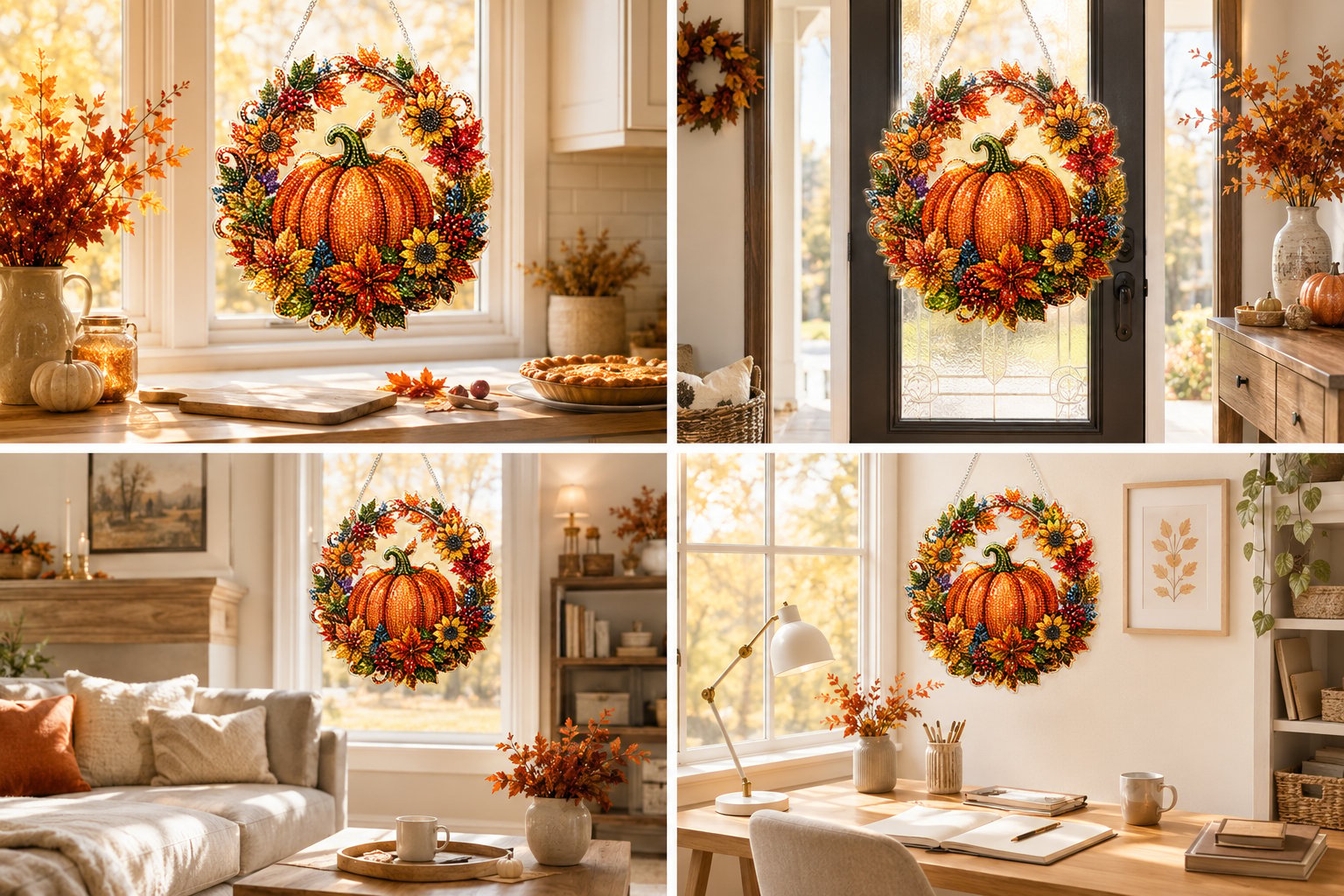 🔥Last Day 49% OFF🔥 - 🍂✨Autumn Harvest Pumpkin Diamond Art Hanging Ornament Kit