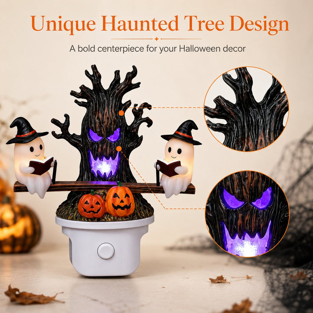 👻LAST DAY 50% OFF💡 Halloween Tree Ghost LED Night Light – Spooky Reading Ghost Table Decor