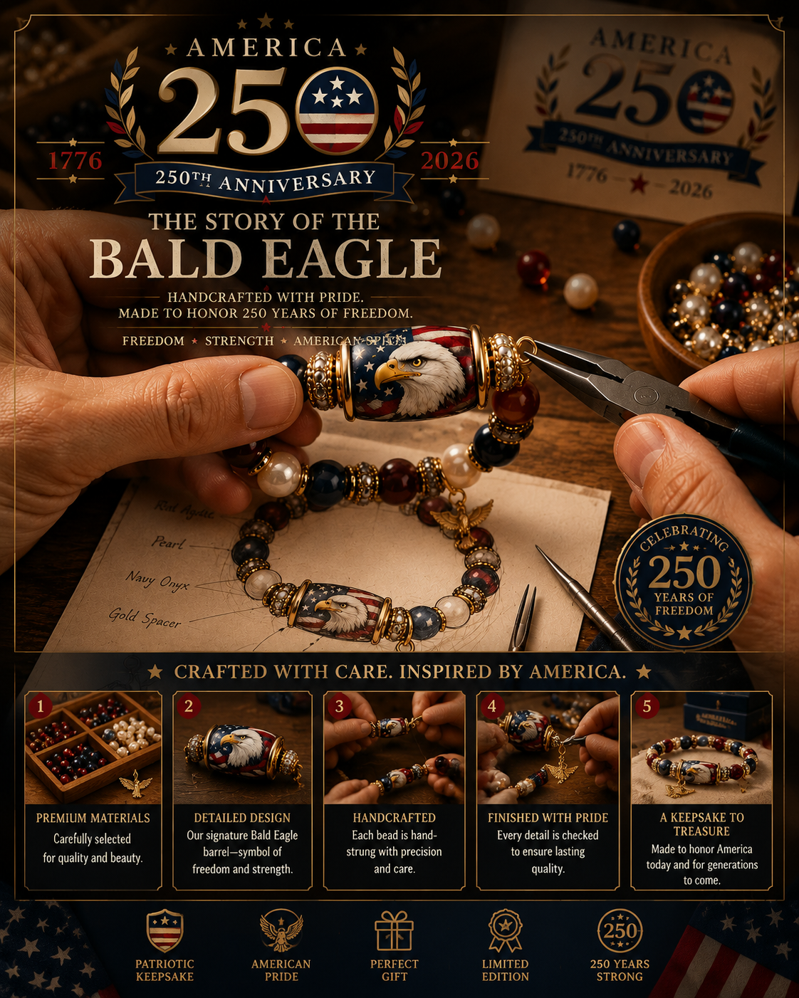 🔥 Limited-time 50% OFF🎉- Liberty Eagle 250 Bracelet – Celebrating America’s Freedom