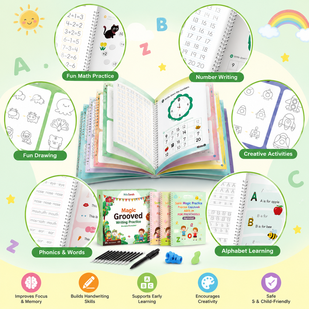 💥LAST DAY SALE 50% OFF💥📚MagicBook | Kids Practice Copybook Set (4Pcs/Set)
