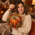 🔥Last Day 49% OFF🔥 - 🍂✨Autumn Harvest Pumpkin Diamond Art Hanging Ornament Kit