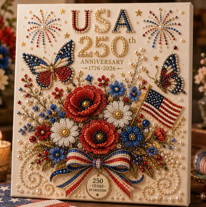 🔥USA 250th Anniversary DIY Pearl Painting Kit ✨❤️‍🔥