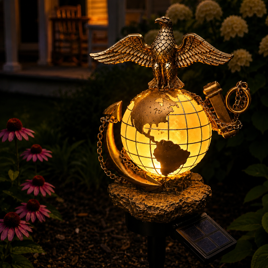 🦅 Last Day Promo: 49% OFF - USMC Eagle Globe Anchor Solar Garden Stake