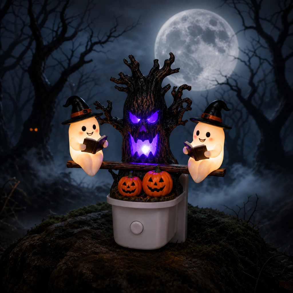 👻LAST DAY 50% OFF💡 Halloween Tree Ghost LED Night Light – Spooky Reading Ghost Table Decor