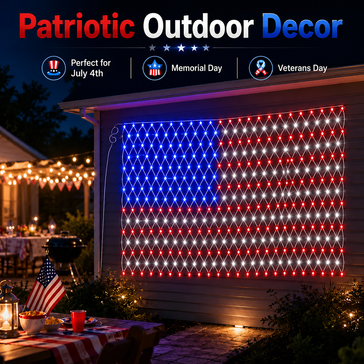 🔥 Limited-time 50% OFF🎉----Solar American Flag Lights Outdoor