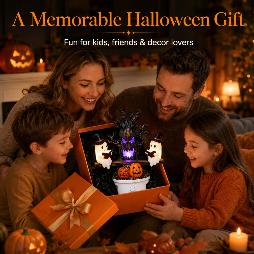 👻LAST DAY 50% OFF💡 Halloween Tree Ghost LED Night Light – Spooky Reading Ghost Table Decor