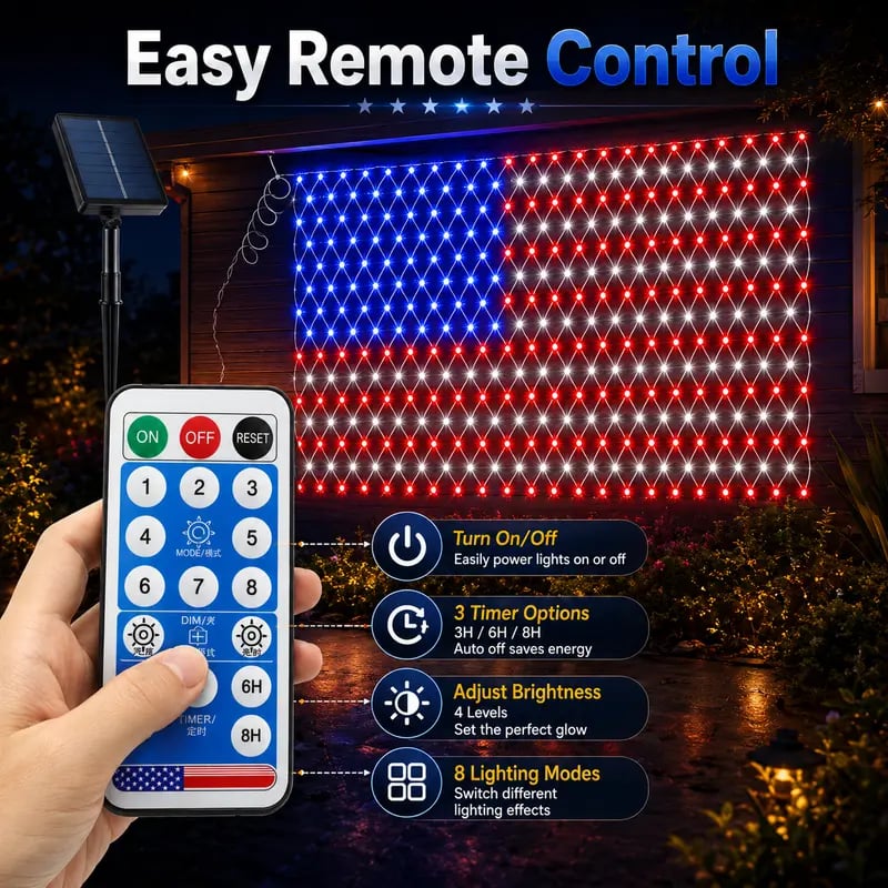 🔥 Limited-time 50% OFF🎉----Solar American Flag Lights Outdoor