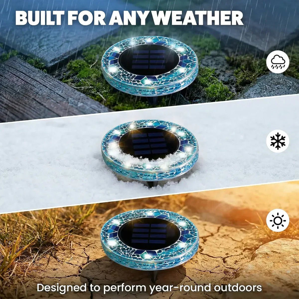 🛋️Solar Mosaic Disk Lights – Waterproof LED Pathway Lights with Auto On/Off
