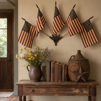 🔥Last Day Promo: 49% OFF - Five Tea-Stained Flags In A Rustic Cast Iron Wall Display