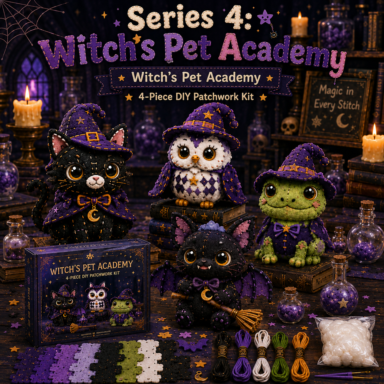 🎁BUY 3 GET 1 FREE🧵Halloween Friends 4 Piece DIY Patchwork Kit Collection 🎃🧵