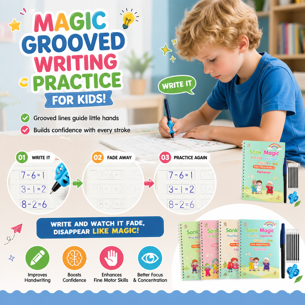 💥LAST DAY SALE 50% OFF💥📚MagicBook | Kids Practice Copybook Set (4Pcs/Set)