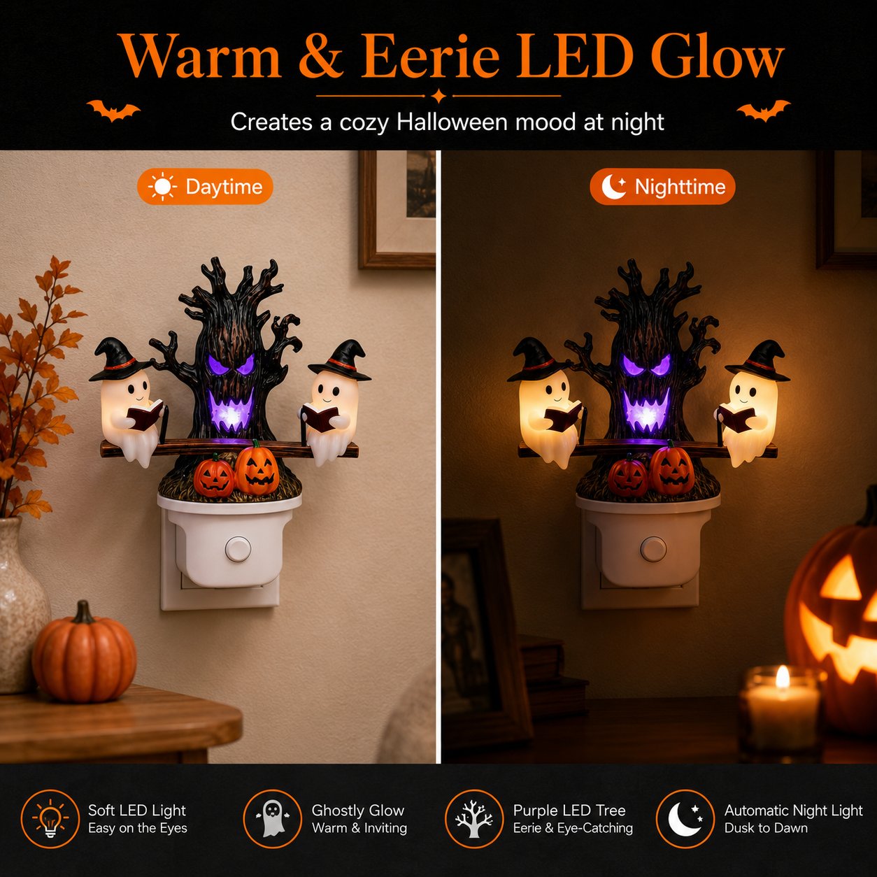 👻LAST DAY 50% OFF💡 Halloween Tree Ghost LED Night Light – Spooky Reading Ghost Table Decor