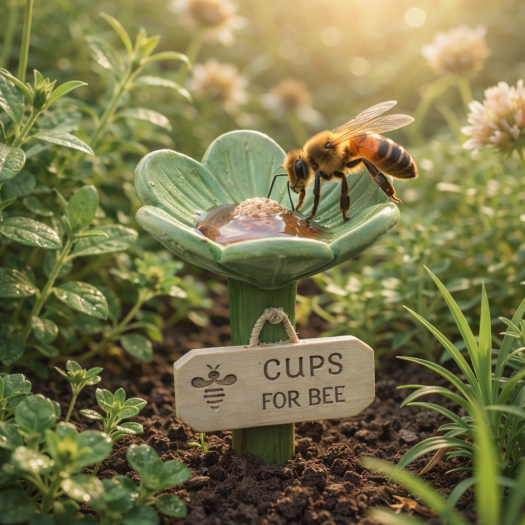 Flower-Shaped Ceramic Bee Watering Station (Random Color)