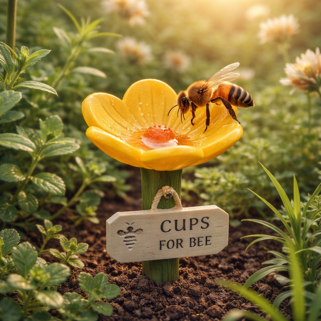 Flower-Shaped Ceramic Bee Watering Station (Random Color)