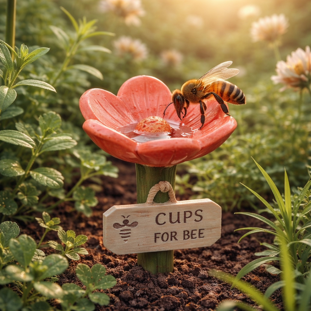 Flower-Shaped Ceramic Bee Watering Station (Random Color)