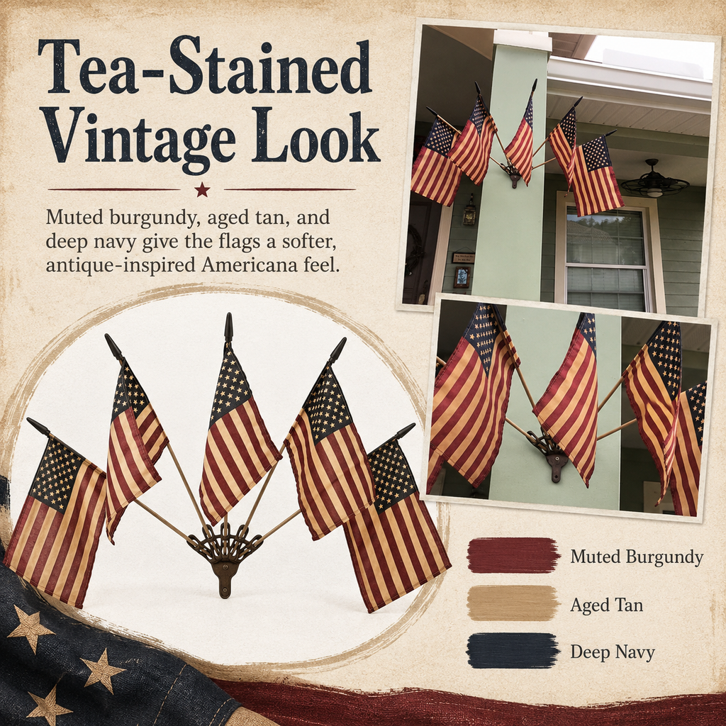 🔥Last Day Promo: 49% OFF - Five Tea-Stained Flags In A Rustic Cast Iron Wall Display