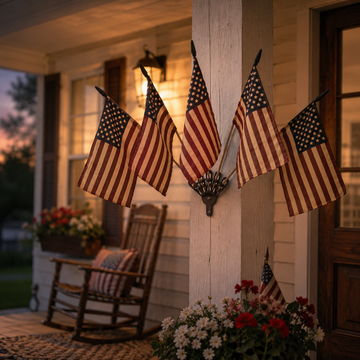 🔥Last Day Promo: 49% OFF - Five Tea-Stained Flags In A Rustic Cast Iron Wall Display