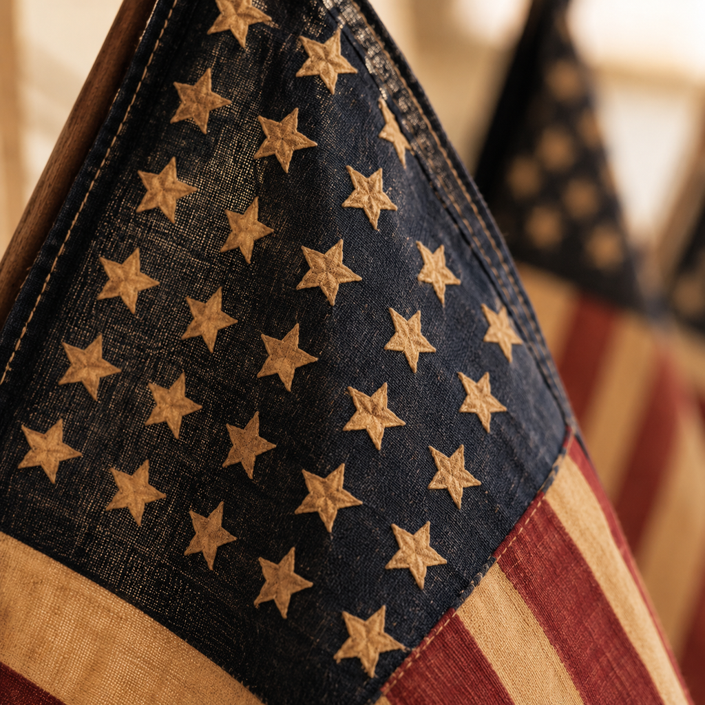 🔥Last Day Promo: 49% OFF - Five Tea-Stained Flags In A Rustic Cast Iron Wall Display