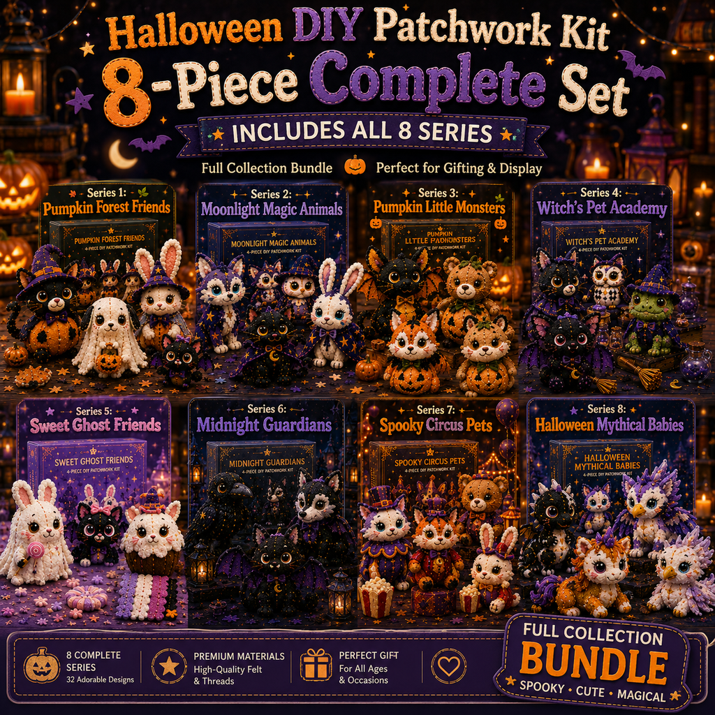 🎁BUY 3 GET 1 FREE🧵Halloween Friends 4 Piece DIY Patchwork Kit Collection 🎃🧵