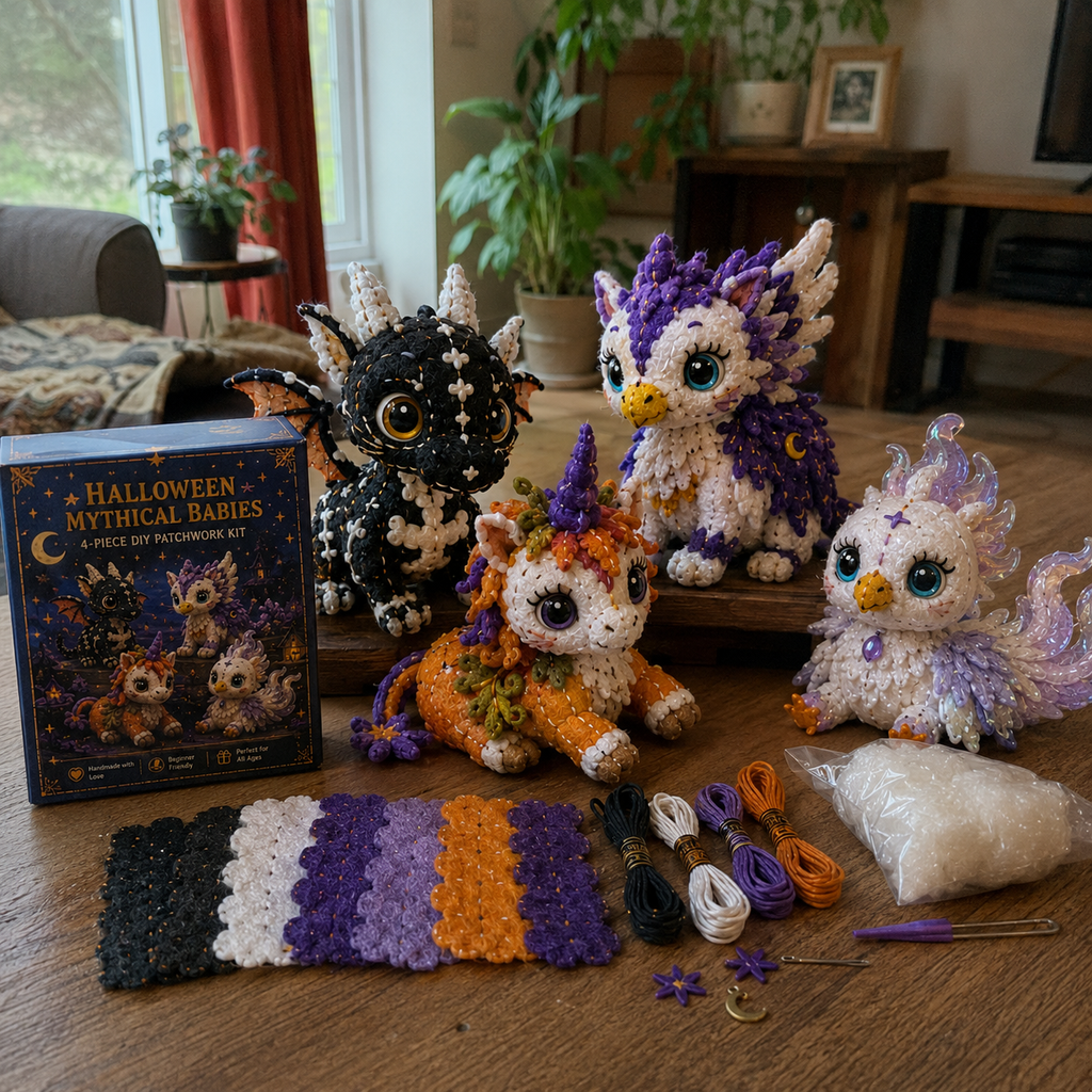 🎁BUY 3 GET 1 FREE🧵Halloween Friends 4 Piece DIY Patchwork Kit Collection 🎃🧵
