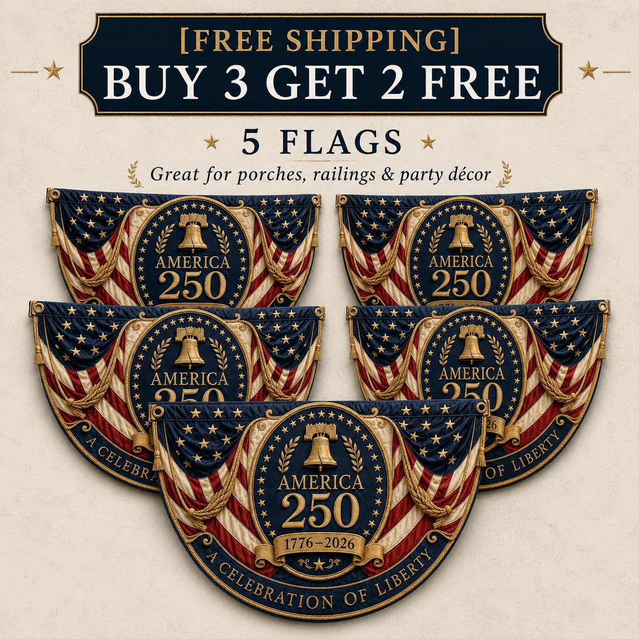 🔥Limited Edition🔥🇺🇸America 250 Fan Bunting Flag