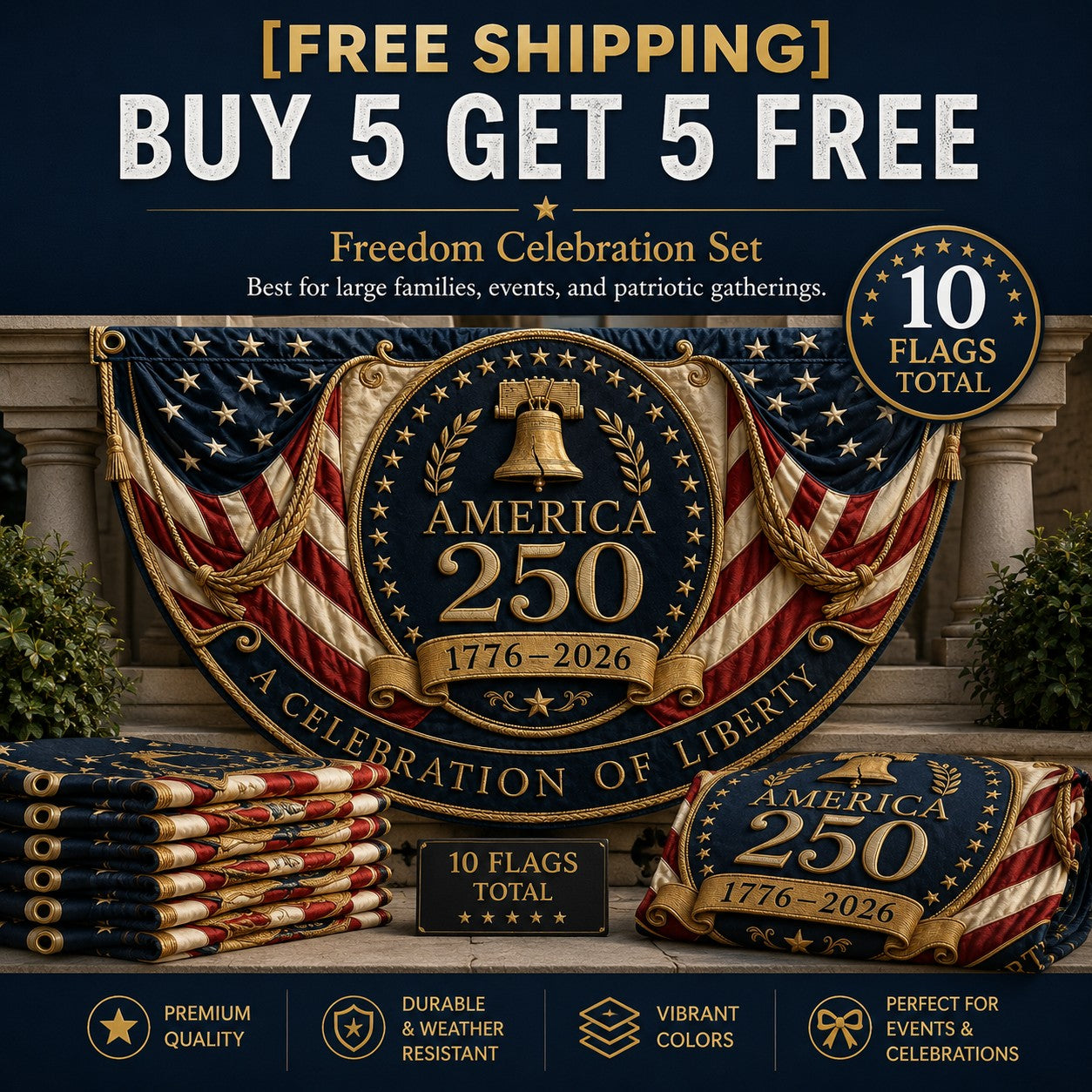 🔥Limited Edition🔥🇺🇸America 250 Fan Bunting Flag