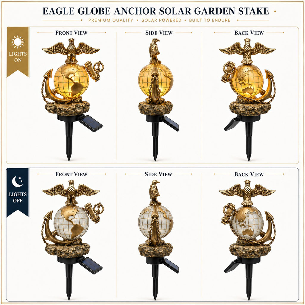 🦅 Last Day Promo: 49% OFF - USMC Eagle Globe Anchor Solar Garden Stake