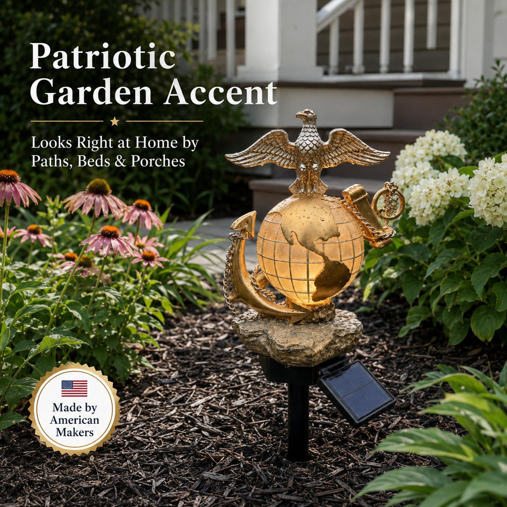 🦅 Last Day Promo: 49% OFF - USMC Eagle Globe Anchor Solar Garden Stake