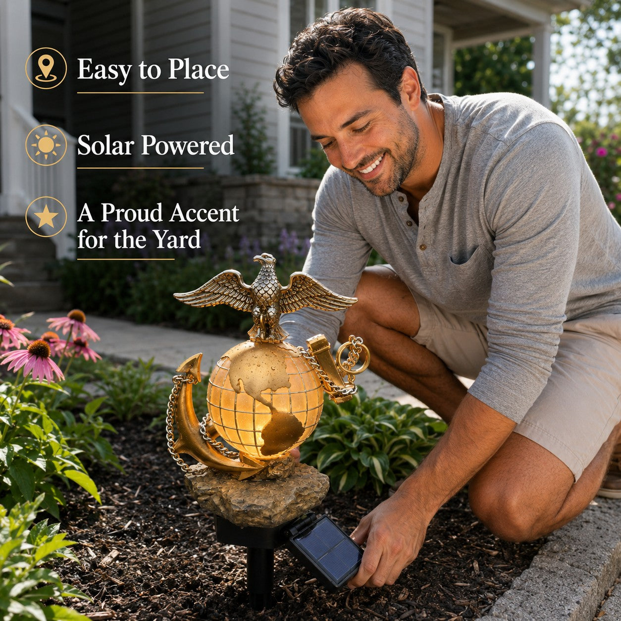 🦅 Last Day Promo: 49% OFF - USMC Eagle Globe Anchor Solar Garden Stake