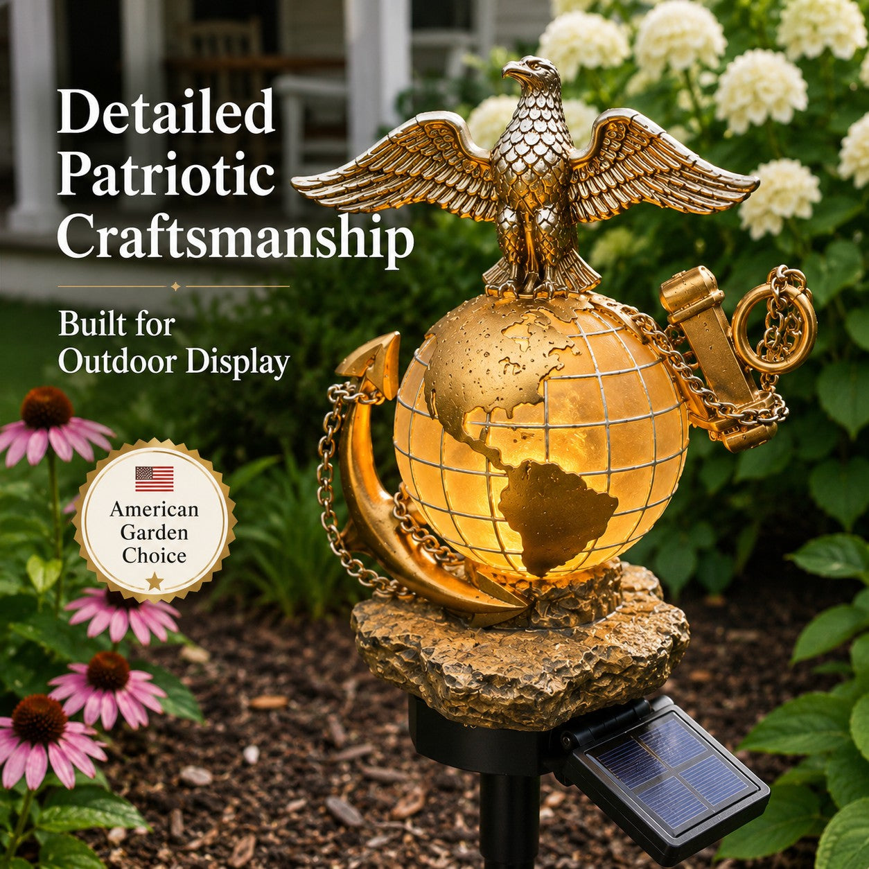 🦅 Last Day Promo: 49% OFF - USMC Eagle Globe Anchor Solar Garden Stake