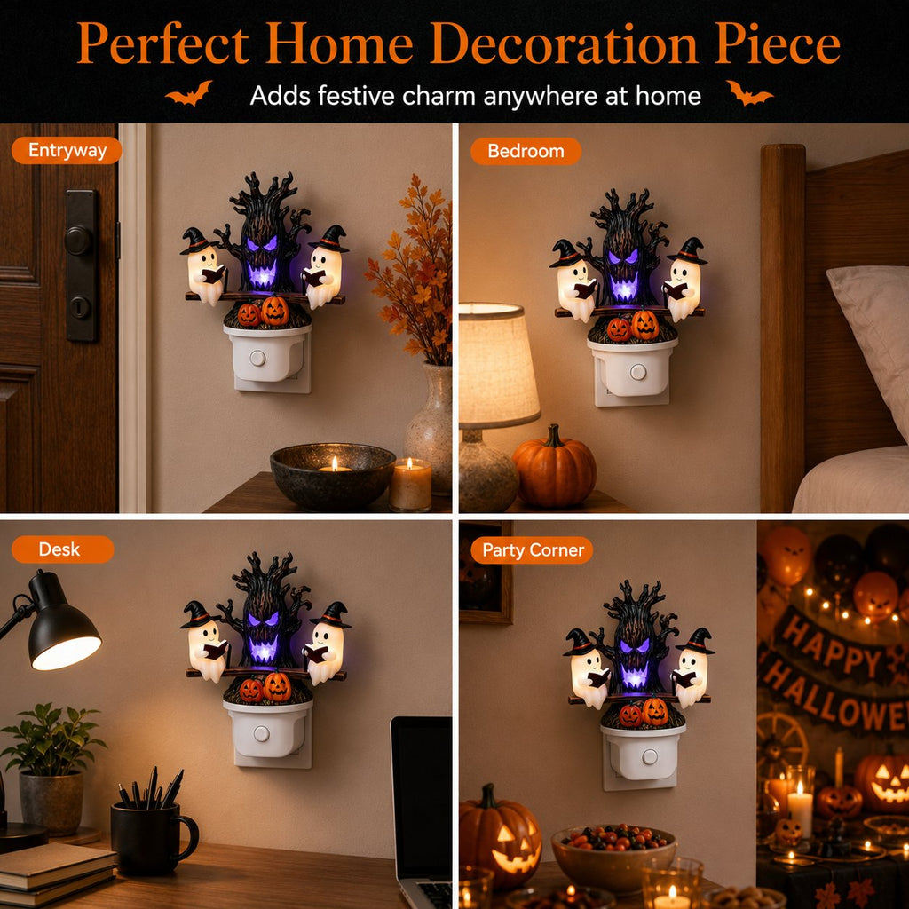👻LAST DAY 50% OFF💡 Halloween Tree Ghost LED Night Light – Spooky Reading Ghost Table Decor