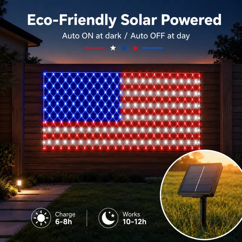 🔥 Limited-time 50% OFF🎉----Solar American Flag Lights Outdoor