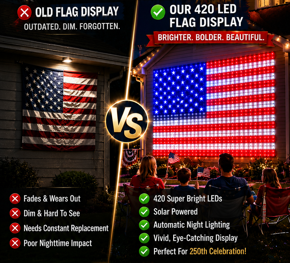 🔥 Limited-time 50% OFF🎉----Solar American Flag Lights Outdoor