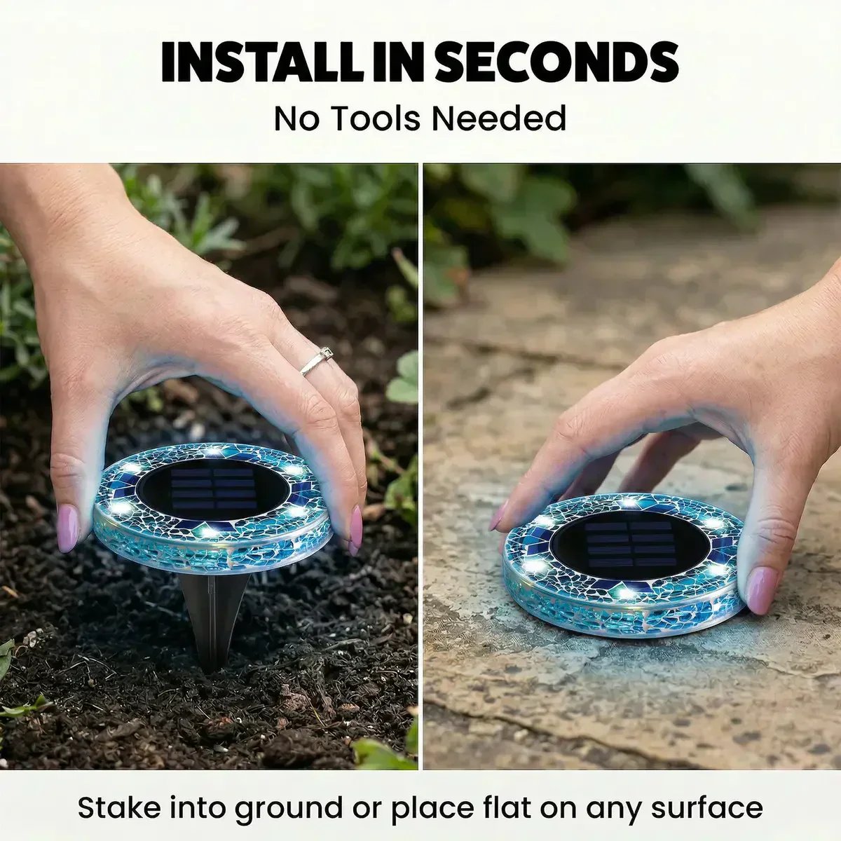 🛋️Solar Mosaic Disk Lights – Waterproof LED Pathway Lights with Auto On/Off