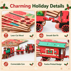 🚂LAST DAY 50% OFF❄️DIY Christmas Wooden Train Set 3D Assembly Puzzle Kit