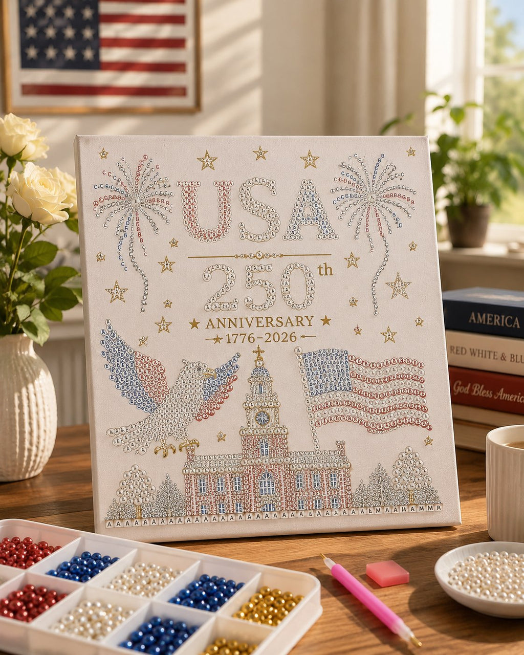 🔥USA 250th Anniversary DIY Pearl Painting Kit ✨❤️‍🔥