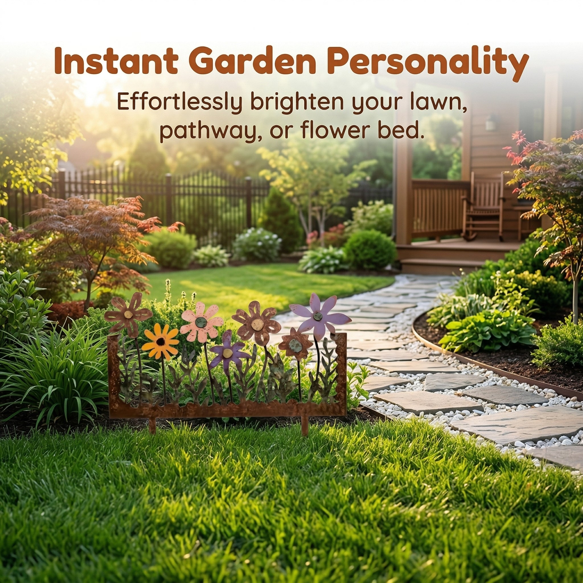 Colorful Metal Flower Garden Stake