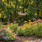 Vintage Faucet Garden Bird Bath Feeder Stake – Decorative Outdoor Bird Feeder with Water Bowl & Butterfly Accents