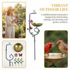 Vintage Faucet Garden Bird Bath Feeder Stake – Decorative Outdoor Bird Feeder with Water Bowl & Butterfly Accents