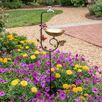 Vintage Faucet Garden Bird Bath Feeder Stake – Decorative Outdoor Bird Feeder with Water Bowl & Butterfly Accents